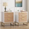 KIGFTSOD Set of 2 Modern Nightstands with 3 Drawers,White Oak - 3 of 4