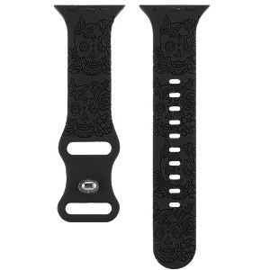 HTUTWOO Halloween Apple Watch Band, Skull Engraved Design Silicone Strap 38/40/41/42/44/45/49mm, for iWatch Series 10 9 8 7 6 5 4 3 2 1 SE - 1 of 4