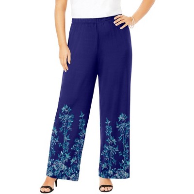 Roaman's Women's Plus Size Ultrasmooth Fabric Wide-Leg Pant