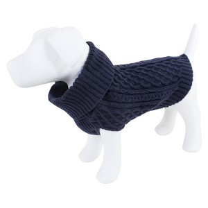 Luvable Friends Dogs and Cats Cableknit Pet Sweater, Navy - 1 of 4