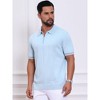INSPIRE CHIC Men's Zip Up Ribbed Hem Short Sleeve Golf Textured Polo Shirt - 4 of 4