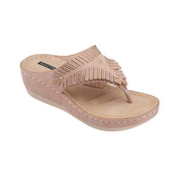 Gc Shoes Marbella Blush 9 Embellished Comfort Slide Wedge Sandals : Target