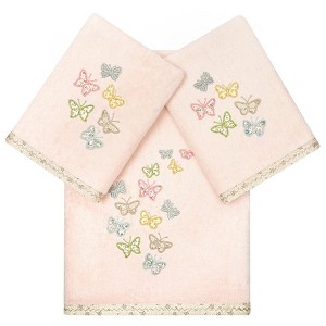 Linum Home Textiles 100% Turkish Cotton MARIPOSA Embellished Towel Set - 1 of 4