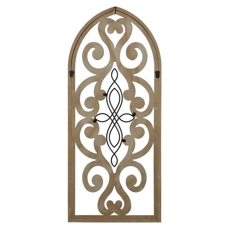 Traditional Screen Wood and Metal Wall Sculpture Brown - StyleCraft, 4 of 7