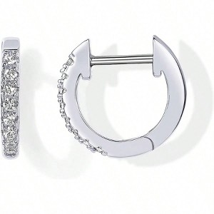 14K Gold Plated Cubic Zirconia Cuff Earrings Huggie Stud - 1 of 4