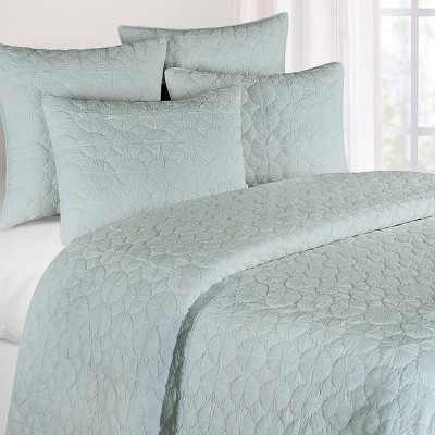 Mara Blue Cotton Twin Reversible Quilt Set