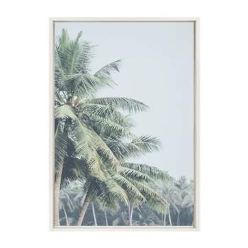 23" x 33" Sylvie Pale Green Coconut Palm Trees Framed Wall Canvas White - Kate & Laurel All Things Decor