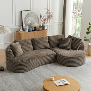 120.9" Oversized Chenille Tufted Curved L-Shaped Modular Sectional Sofa with Right Arm Chaise Lounge, No Assembly Required - 1 of 4