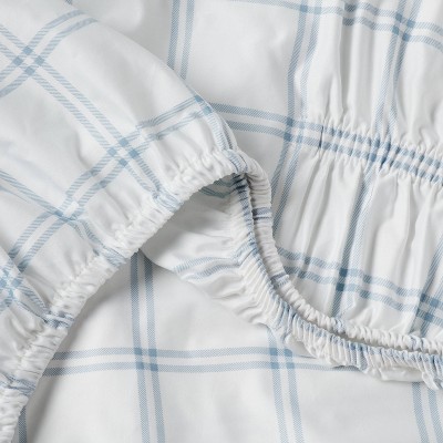 Queen 400 Thread Count Performance Sheet Set Blue Plaid - Thumbnail 4