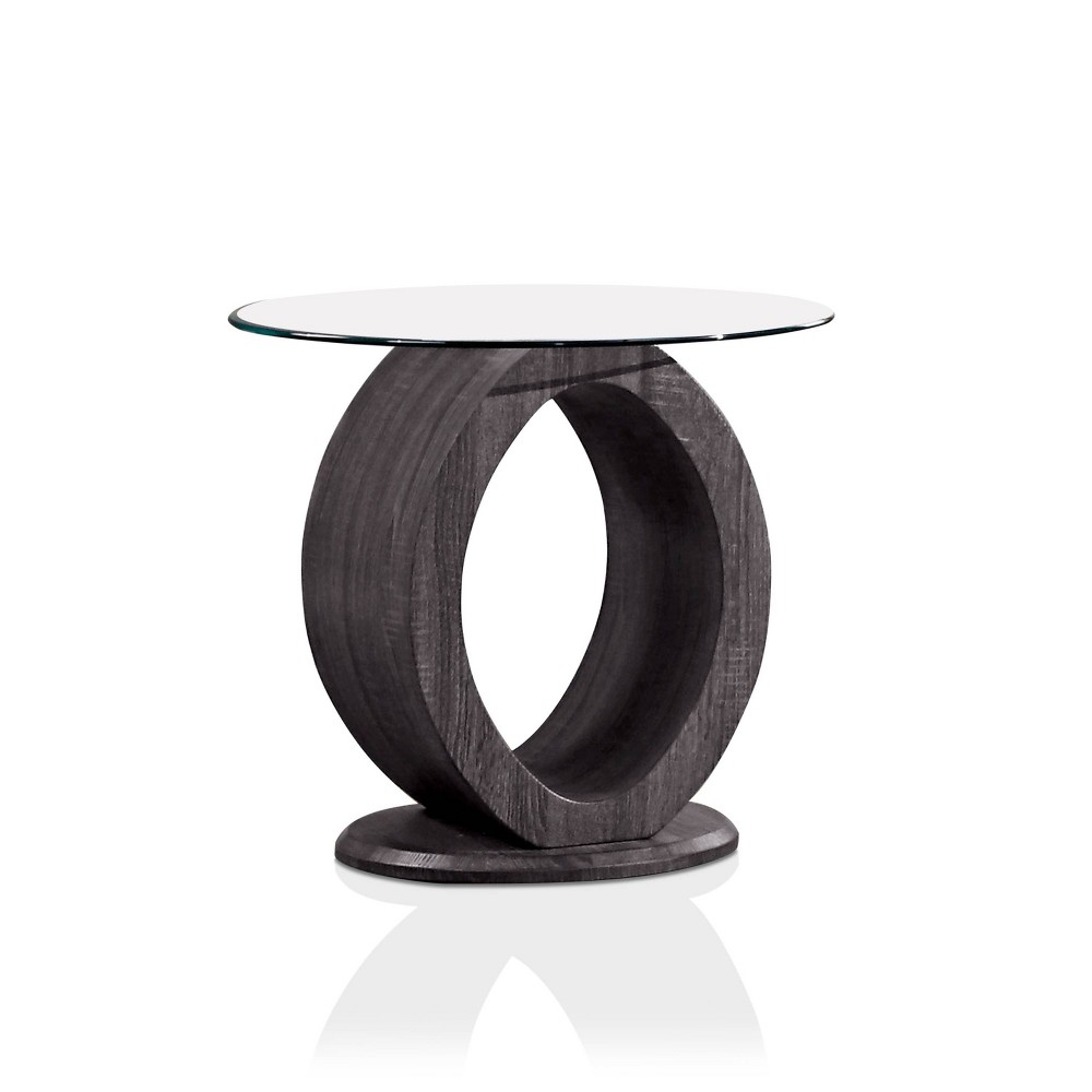 Photos - Coffee Table miBasics Olympiad End Table Wood/Glass Gray