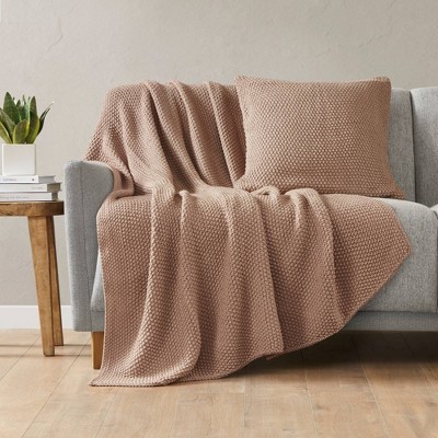 20" x 20" Brown Acrylic Knit Square Pillow Cover