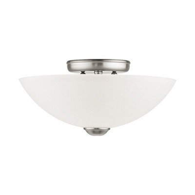Somerset Brushed Nickel 2-Light Semi Flush Mount with Satin Glass