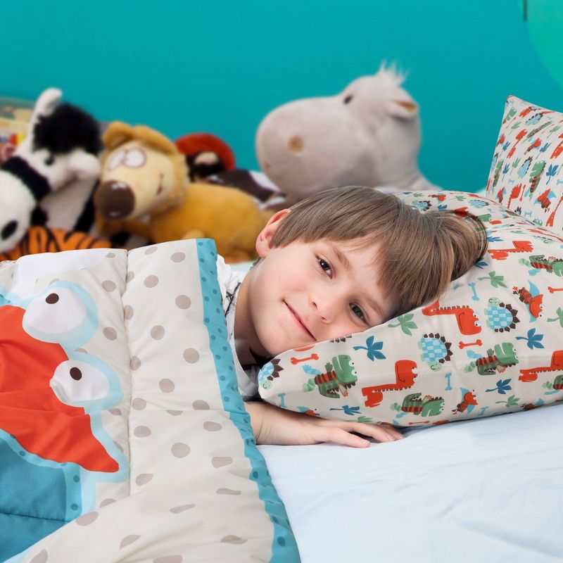 PiccoCasa Kids All Seasons Cute Dinosaur Pattern Comforter Set with 2 Pillowcases Multicolor Twin 3 Pcs, 2 of 6