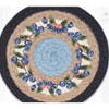 Earth Rugs Round Jute Trivet 10"x10" – Blueberry Vine Print with Braided Natural Design - 3 of 3