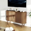 Angel Sar 55" Modern Buffet Cabinet with Curved Design, Storage Sideboard with Sliding Doors & Adjustable Shelves for Living Room, Walnut - 2 of 4
