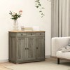 Gulches Modern Sideboard, Kitchen Storage Cabinet, Solid Wood Countertop, Distressed Gray, 39.75" W x 15.75" D x 33.5" H - 4 of 4