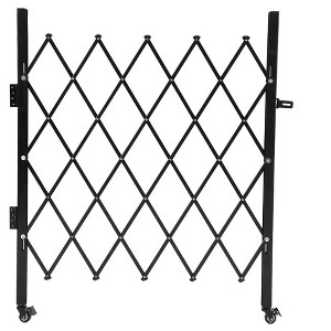 COZONY Single Folding Security Gate, Expandable Steel Safety Door with 360° Rolling Barricade & Aluminum Alloy Mesh - 1 of 4