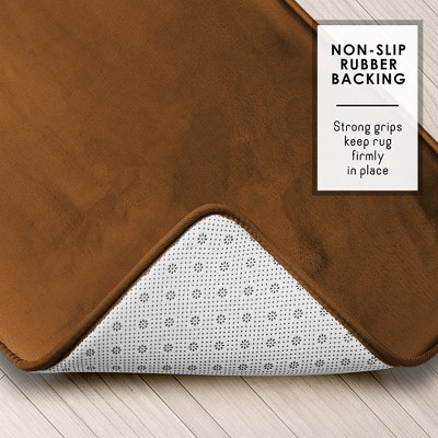 Chocolate Brown Velvet Memory Foam Bath Rug with PVC Backing