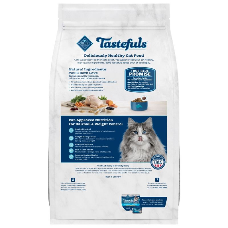 Blue Buffalo Tastefuls with Chicken Weight &#38; Hairball Control Natural Adult Dry Cat Food - 7lbs, 3 of 12