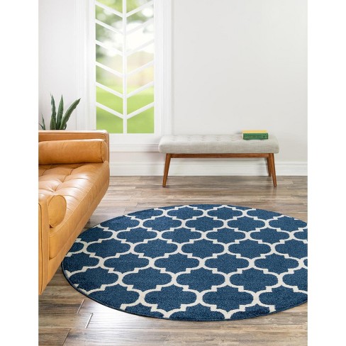 Unique Loom 12' 2 X 12' 4 Trellis Philadelphia Dark Blue Area Rug : Target