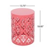 NAYSAYE Outdoor Patio End Table, Metal Side Table, Decorative Garden Stool for Home Lawn Garden Patio, Red, 13.75"*13.75"*18" - 3 of 4