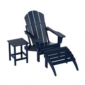WestinTrends Malibu HDPE Outdoor Patio Folding Poly Adirondack Chair with Ottoman and Side Table (3-Piece) - 1 of 4