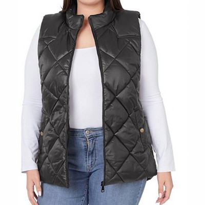Women's Sleeveless Quilted Vest - PLUS - ZENANA