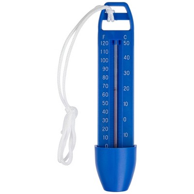 Pool thermometer with blue buoy for water measurement