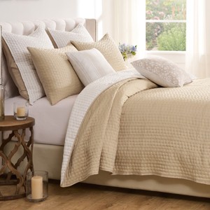 Greenland Home Fashions 2-Piece Twin/XL Coverlet Set – Natural Woven Polyester with Matching Pillow Sham, 68x88 + 20x26 - 1 of 4