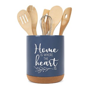 Elanze Designs Home Heart Navy Blue X-Large Cork Bottom Kitchen Utensil Holder - 1 of 4