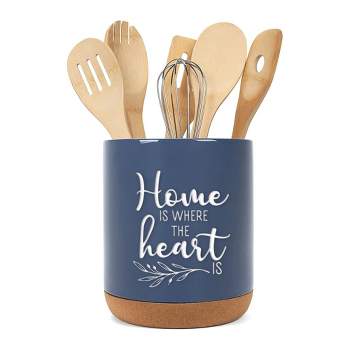 Elanze Designs Home Heart Navy Blue X-Large Cork Bottom Kitchen Utensil Holder