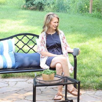 Sunnydaze 50-Inch Black Cast Iron Lattice Outdoor Garden Bench