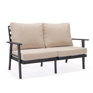 Leisuremod Walbrooke Modern Polyester Loveseat with Black Aluminum Frame and Removable Cushions - 1 of 4