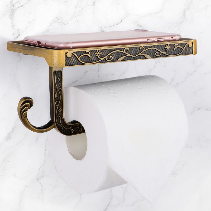 Unique Bargains Wall Mounted with Phone Shelf Waterproof Tissue Fixed Toilet Paper Holders, 3 of 9