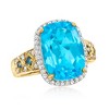 Ross-Simons 8.00 Carat Swiss Blue Topaz Ring With .34 ct. t.w. Blue and White Diamonds in 14kt Yellow Gold - 4 of 4