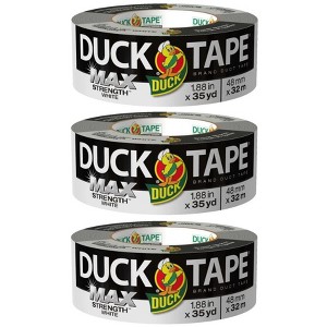 Duck Max Strength Duct Tape, White, 3 Rolls, 1.88 Inch x 35 Yards Each - 1 of 4