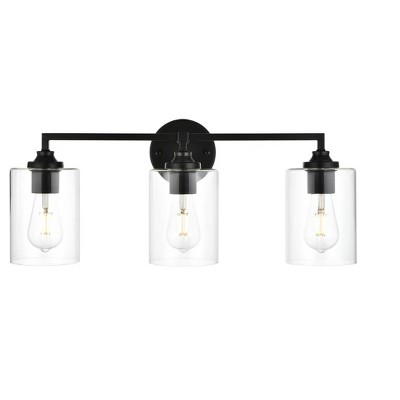 Elegant Lighting Mayson 3 light Black and Clear Bath Sconce