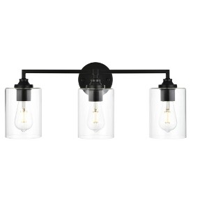 Elegant Lighting Mayson 3 light Black and Clear Bath Sconce - 1 of 4