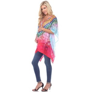 Maternity Animal Print Caftan with Tie-up Neckline - One Size Fits Most - White Mark - 1 of 3