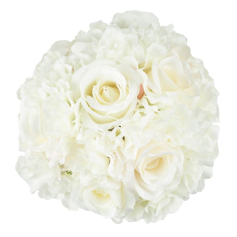 Nature Spring Hydrangea and Rose Floral Arrangement with Vase - 10" x 10", Cream, 4 of 6