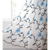 Home Mart Goods Navy White Luxury Floral Embroidery Rod Pocket Window Panel Attached Valance Satin Backing 2 Tie Backs Curtain Set (2 Panels) - 4 of 4
