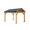 Outdoor Wood Canopy Gazebo,Gazebo With Steel Slope Roof And Natural Wood Frame,All Weather Protected For Garden Backyard-Coolbibila - 3 of 4