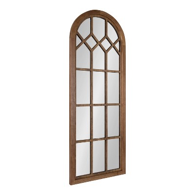 18" x 47" Gilcrest Windowpane Wall Mirror Rustic Brown - Kate & Laurel All Things Decor