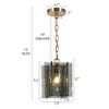 LNC Echonalyri 1-Light 7.9" Mid-Century Modern Mini Pendant Lights, Gold with Smoked Gray Textured Glass - 3 of 4