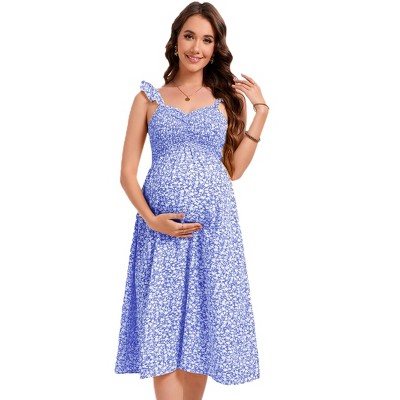 Maternity Dress Women Floral Midi Corset Dress Boho Flowy Dresses