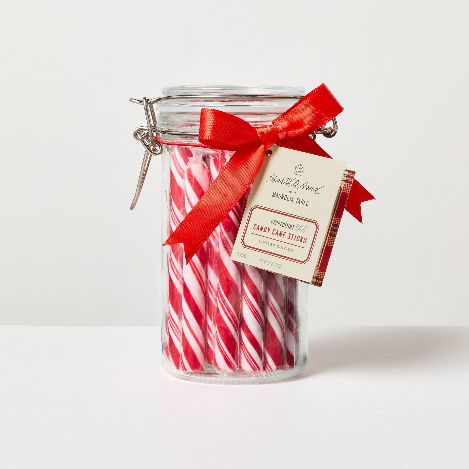 Peppermint Sticks in Glass Latch Jar Christmas Candies - 8.4oz - Hearth & Hand™ with Magnolia Table