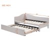 Twin Size Upholstered L-Shaped Daybed with Pop-Up Trundle, Beds Convertible to Larger Size, Wood Frame Space-Saving Style Bed-Baofuwish - 4 of 4