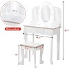 Children's Dressing Table, White Princess Girls Dressing Table, Wooden Dressing Table Set with Touch Lights, Mirror, Stool, Bedroom - 2 of 4