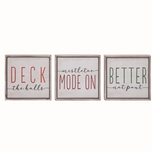 Transpac MDF Block Message Decor Set of 3 Christmas Home Decorations Freestanding Wood Signs for Holiday Cheer - 1 of 1
