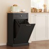 Aghana Digitals Charcoal Gray Kitchen Trash Bin Cabinet with Tilt-Out Door, Drawer & Oak Grain Top - 4 of 4